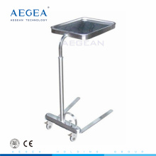 AG-SS008C altura ajustável por pedal 304 mesas de bandeja de aço inoxidável com rodas